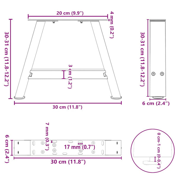 Couchtischbeine A-Form Weiß Stahl