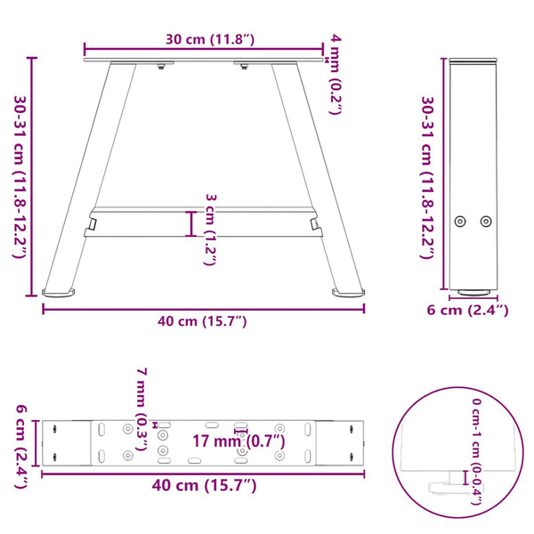 Couchtischbeine A-Form Anthrazit, 2er Set