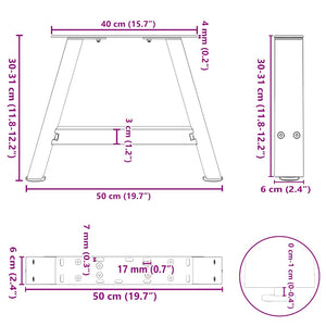 Couchtischbeine A-Form, 50cm, Schwarz, 2er Set