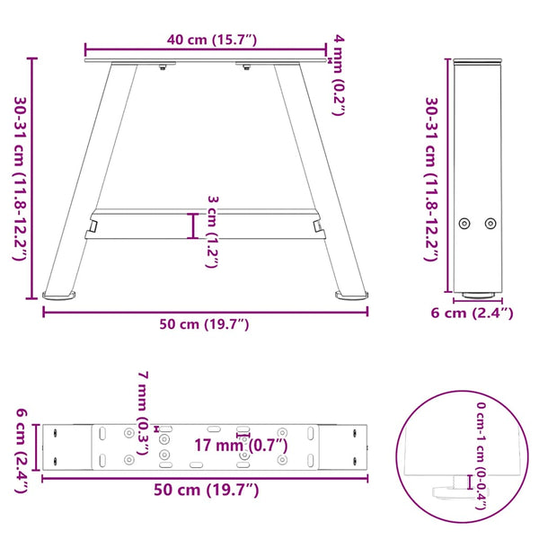 Couchtischbeine A-Form Anthrazit, 2er Set