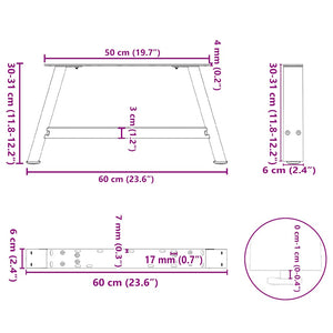 Couchtischbeine A-Form, Schwarz, 60cm, 2er-Set
