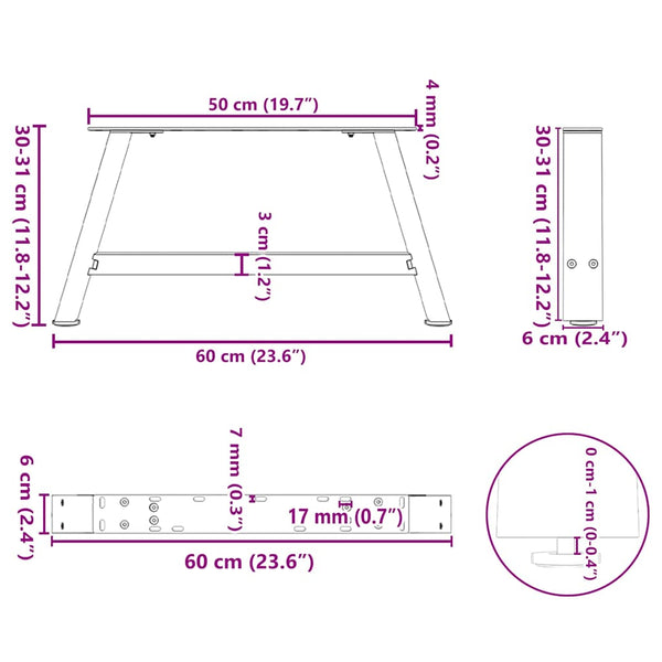 Couchtischbeine A-Form Anthrazit, 2er Set
