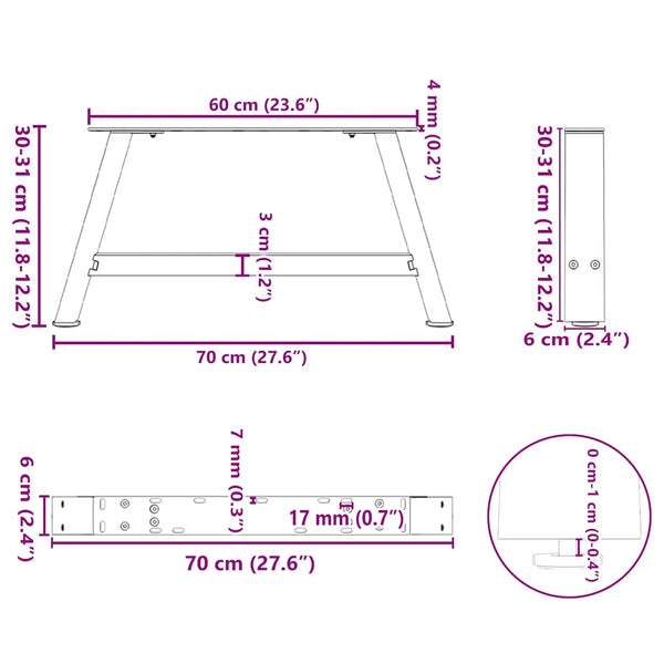 Couchtischbeine A-Form Weiß, 2er Set