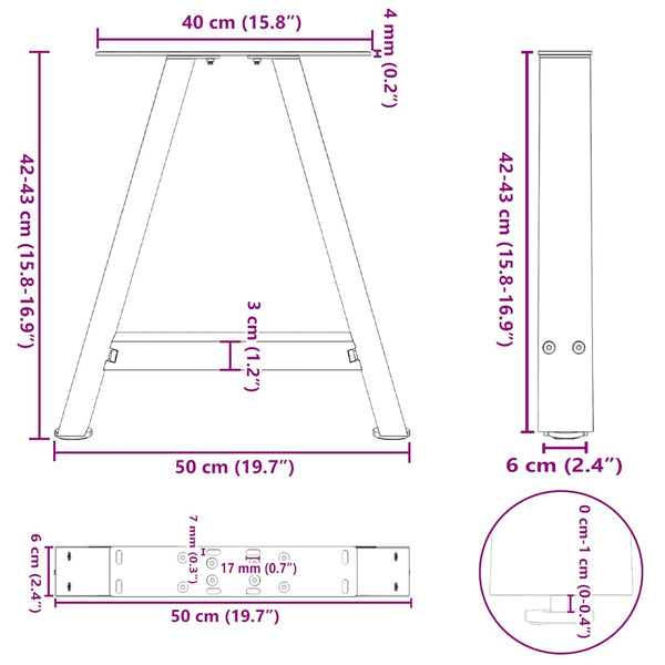 Couchtischbeine A-Form Anthrazit, 2er-Set