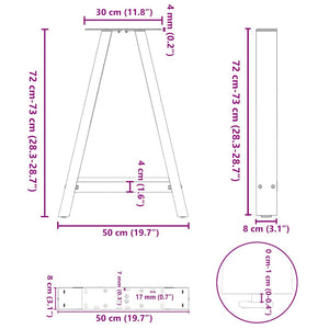 Esstischbeine A-Form Schwarz Stahl 50x72 cm, 2er Set