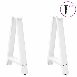 Esstischbeine A-Form Weiß Stahl 50x73cm, 2er-Set