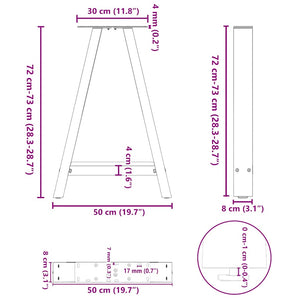 Esstischbeine A-Form Weiß Stahl 50x73cm, 2er-Set
