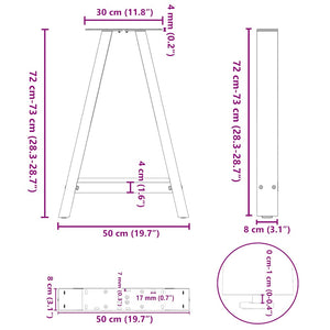 A-Form Tischbeine Anthrazit 50x72 cm (2er Set)