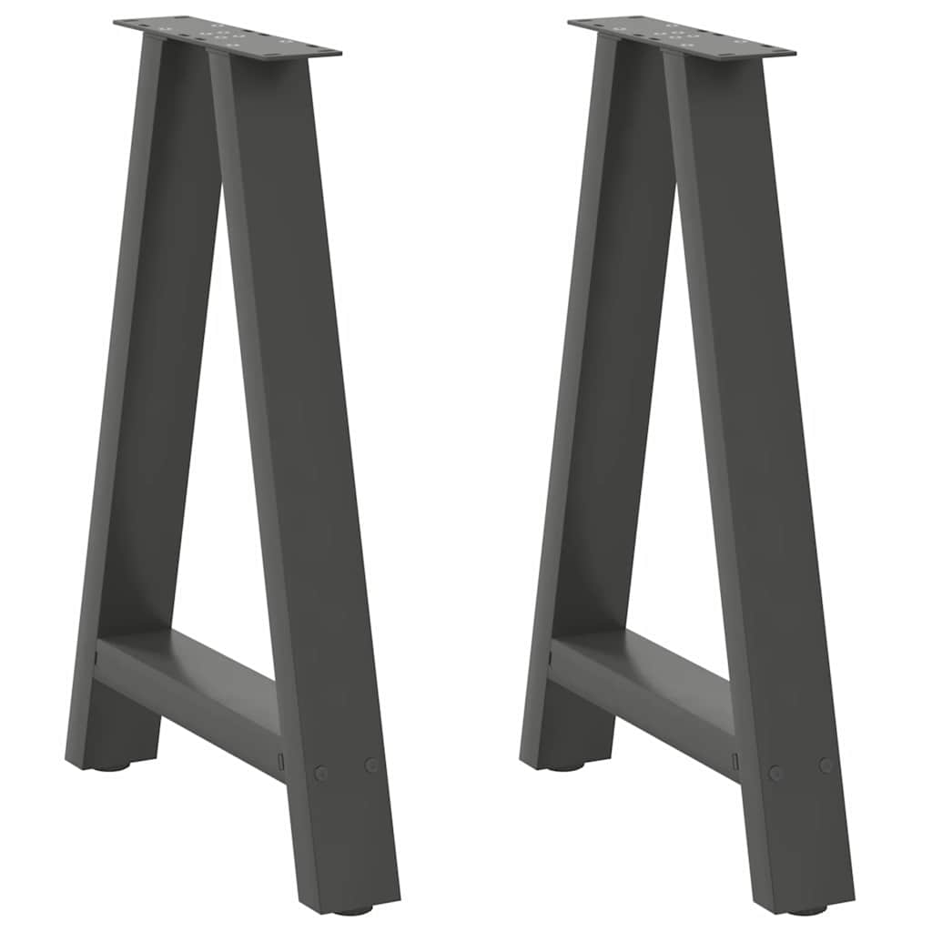 vidaXL Pieds de table à manger en forme de A 2 pcs Anthracite 60x(72-73) cm Acier