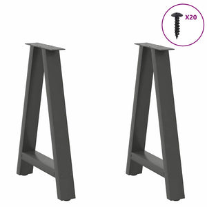 vidaXL Pieds de table à manger en forme de A 2 pcs Anthracite 60x(72-73) cm Acier