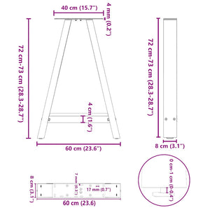 Esstischbeine A-Form Stahl 60x72 cm, 2er Set