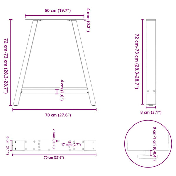 A-Form Tischbeine Anthrazit, 2er Set