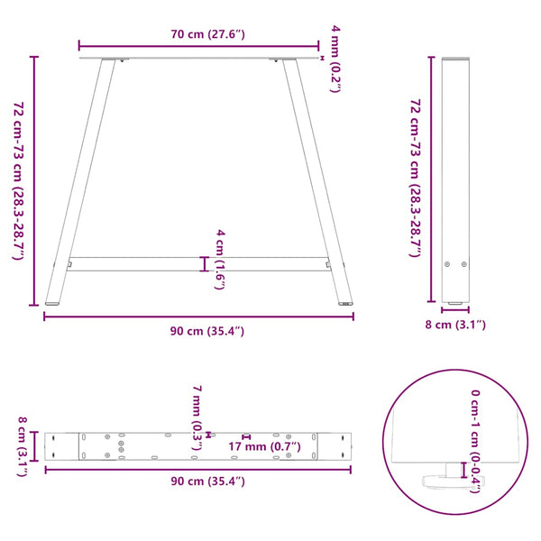 A-Form Tischbeine Schwarz, 2er Set