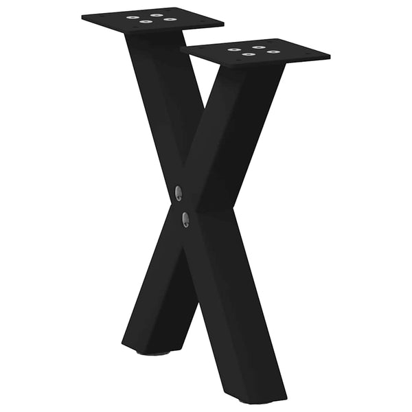 Couchtischbeine X-Form, 30cm Stahl Schwarz, 2er-Set