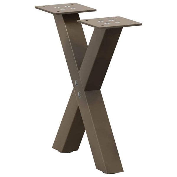 Couchtischbeine X-Form, Stahl Natur, 30 cm, 2er Set