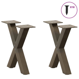 Couchtischbeine X-Form, Stahl Natur, 30 cm, 2er Set