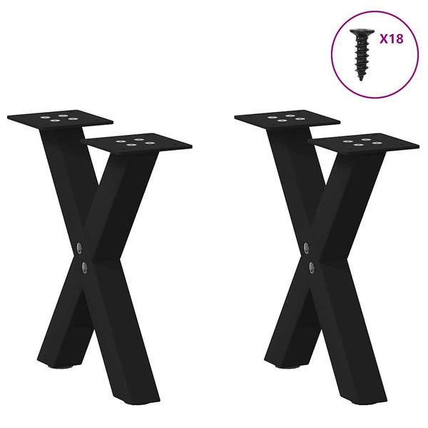 Couchtischbeine X-Form, Schwarz, 2er-Set