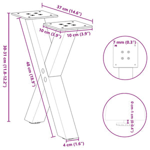 Couchtischbeine X-Form Anthrazit, 2er Set