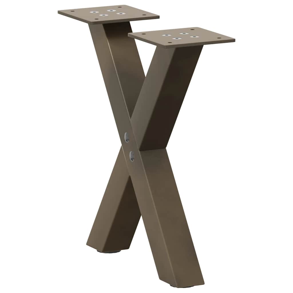 Couchtischbeine X-Form, Stahl Natur, 2er Set