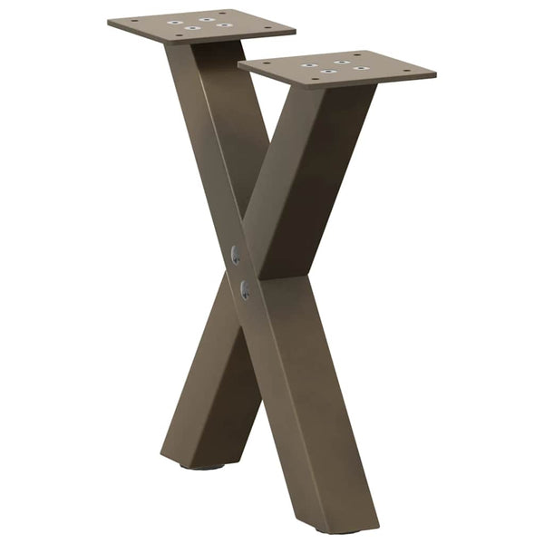 Couchtischbeine X-Form, Stahl Natur, 2er Set