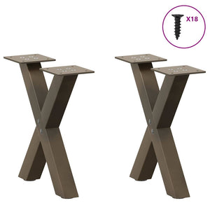 Couchtischbeine X-Form, Stahl Natur, 2er Set