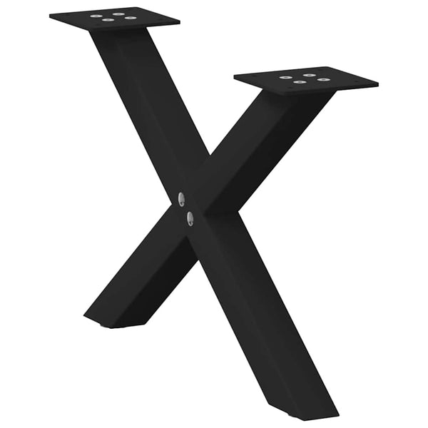 Couchtischbeine X-Form, 2er Set, Schwarz 50cm