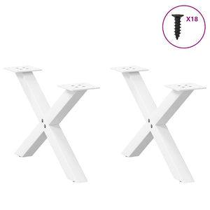Couchtischbeine X-Form Weiß, 2er Set
