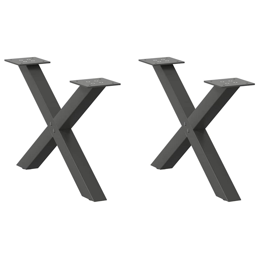 Couchtischbeine X-Form Anthrazit 50cm, 2er Set