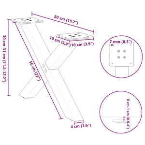 Couchtischbeine X-Form Anthrazit 50cm, 2er Set