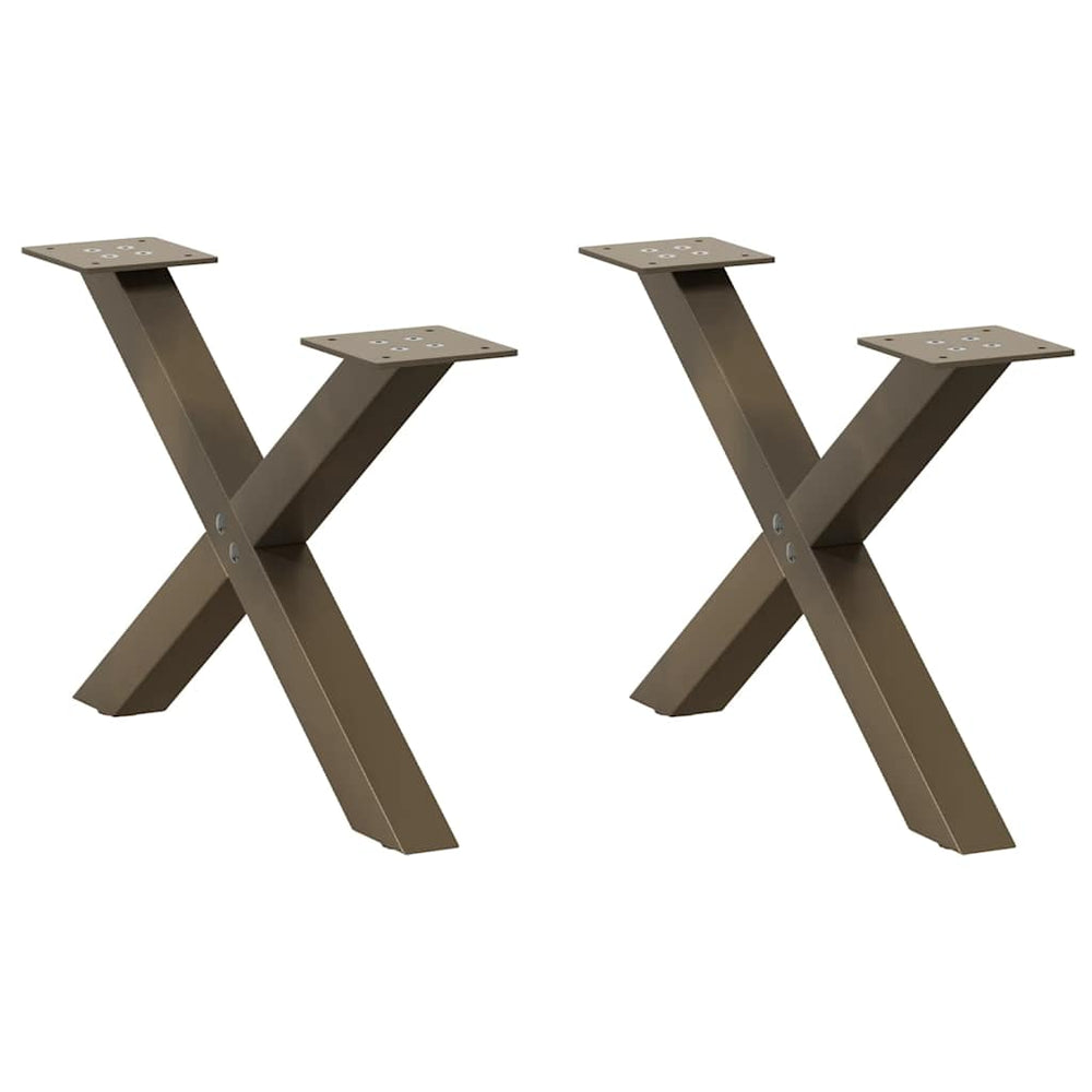 Couchtischbeine X-Form Stahl Natur 2er Set