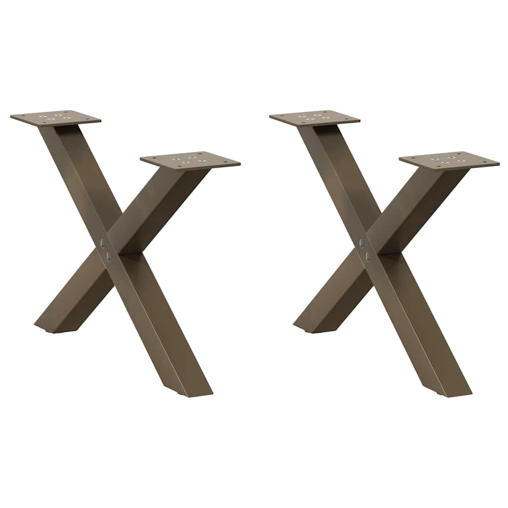 Couchtischbeine X-Form Stahl Natur 2er Set