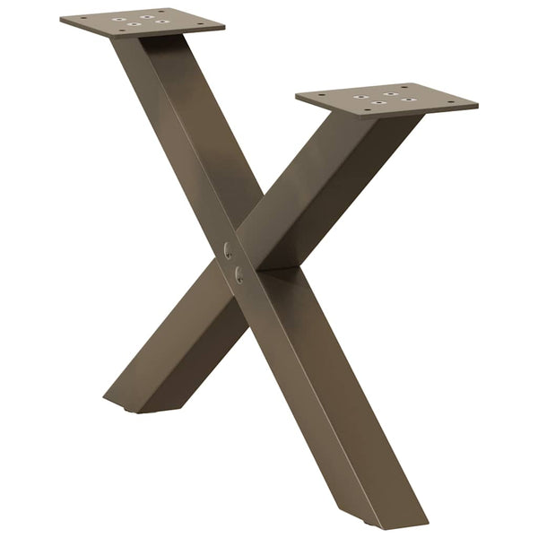 Couchtischbeine X-Form Stahl Natur 2er Set