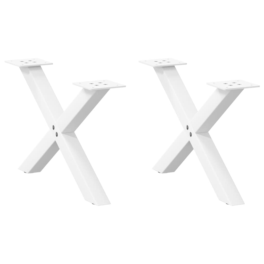 Couchtischbeine X-Form Weiß, 2er Set