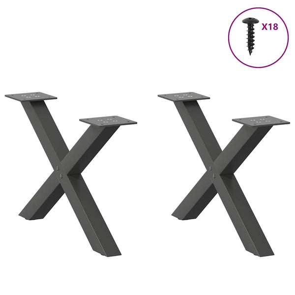 Couchtischbeine X-Form Anthrazit, 2er-Set