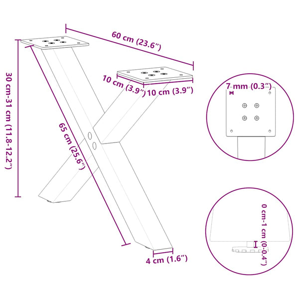 Couchtischbeine X-Form Anthrazit, 2er-Set