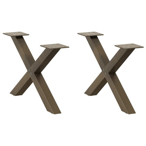 Couchtischbeine X-Form Stahl Natur 60cm 2er-Set