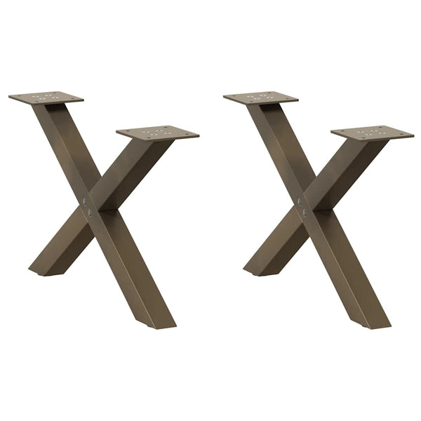 Couchtischbeine X-Form Stahl Natur 60cm 2er-Set