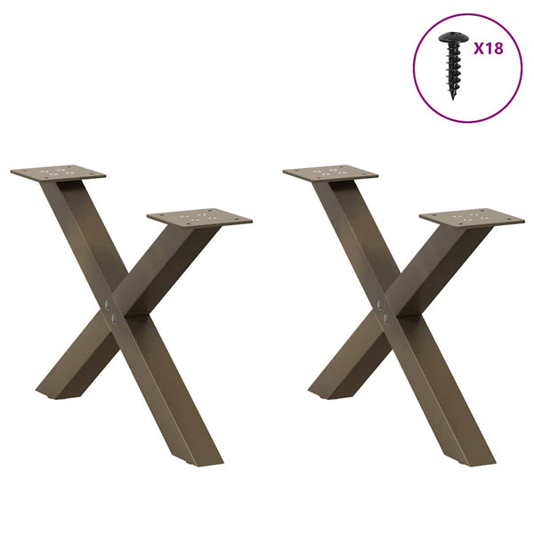 Couchtischbeine X-Form Stahl Natur 60cm 2er-Set