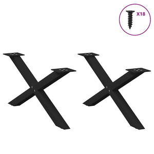 Couchtischbeine X-Form, 70 cm, Schwarz, 2er-Set