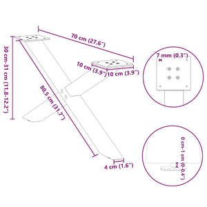 Couchtischbeine X-Form Anthrazit 70 cm