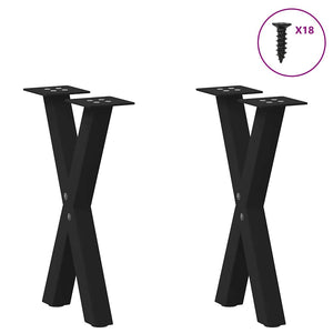 Couchtischbeine X-Form Schwarz, 2er Set
