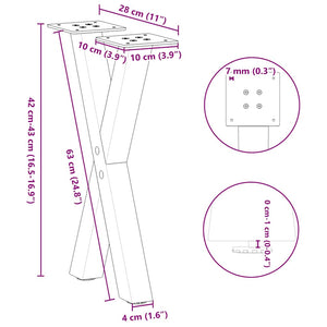 Weiße X-Form Couchtischbeine, 2er Set