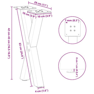Couchtischbeine X-Form Anthrazit Stahl