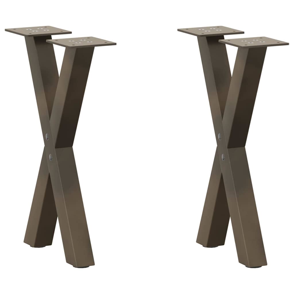 Couchtischbeine X-Form Naturstahl 28x42-43cm
