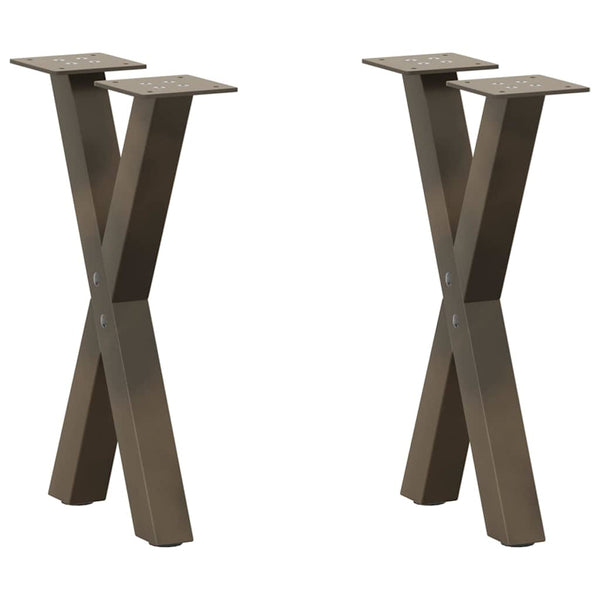 Couchtischbeine X-Form Naturstahl 28x42-43cm