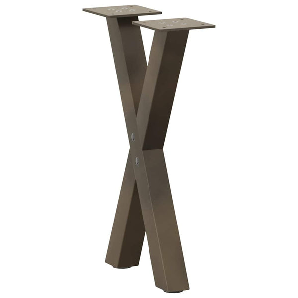 Couchtischbeine X-Form Naturstahl 28x42-43cm