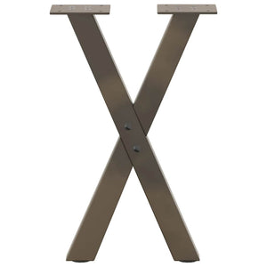 Couchtischbeine X-Form Naturstahl 28x42-43cm