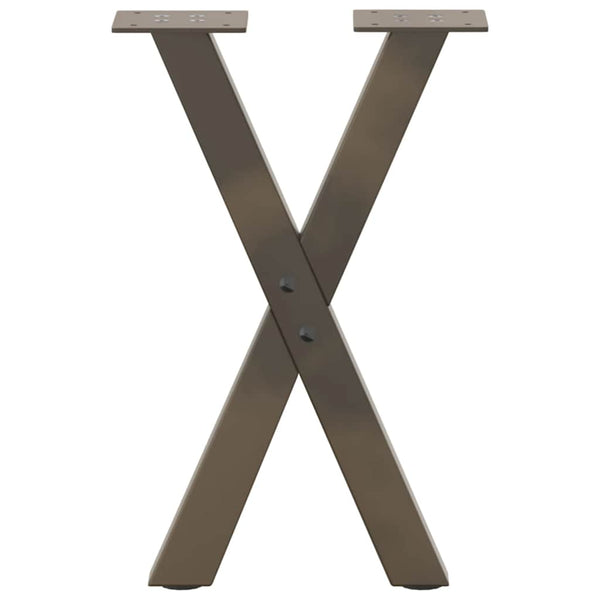 Couchtischbeine X-Form Naturstahl 28x42-43cm