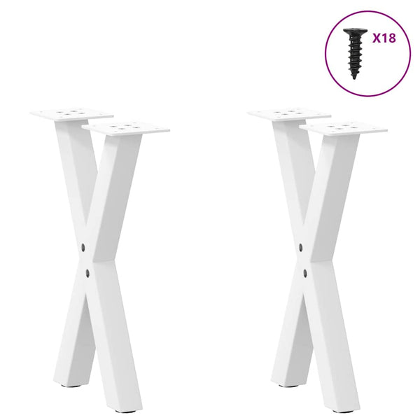 Couchtischbeine X-Form, Weiß, 38 cm, 2er Set