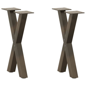 Couchtischbeine X-Form Naturstahl, 2er-Set